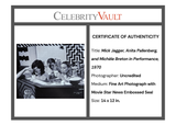 Mick Jagger, Anita Pallenberg, and Michele Breton Fine Art Photograph with Movie Star News Embossed Seal