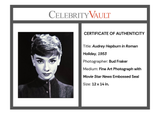 Audrey Hepburn "Roman Holiday" with Movie Star News Embossed Seal